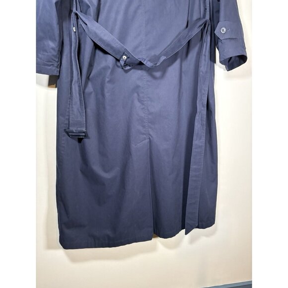 LONDON FOG Classic Trench Coat Old Money Quiet Luxury Navy Blue Raincoat Size 12 - Picture 6 of 9